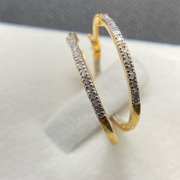 Beautiful REAL DIAMOND Hoops! - Picture 2 of 3